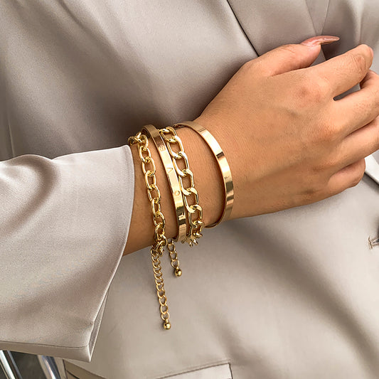 C-shaped Hollow Chain Bracelet Set - Kaldas Online Shopping