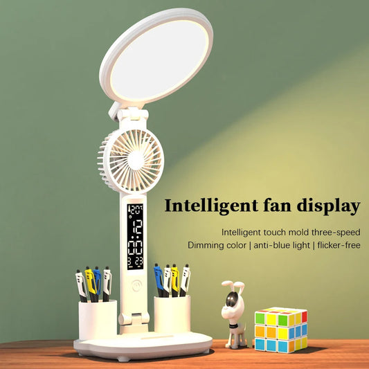 Foldable LED Desk Lamp with Dimmable LED Fan Light - Kaldas Online Shopping