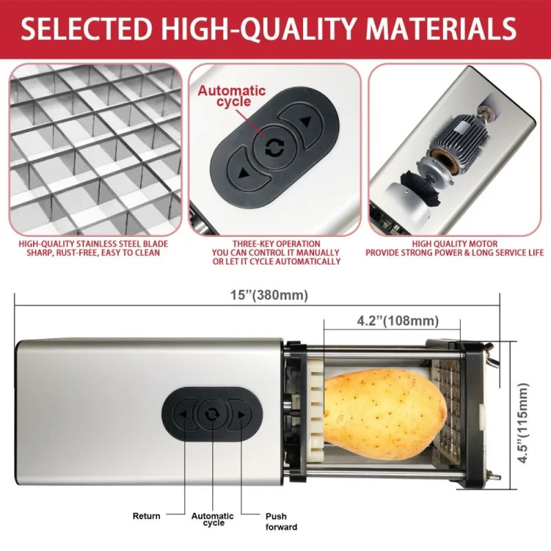 Electric Stainless Steel French Fry Cutter - Kaldas Online Shopping