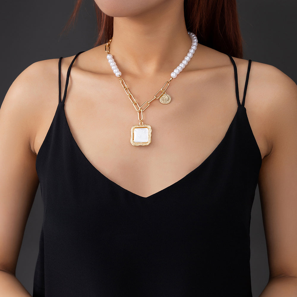 Faux Baroque Pearl Necklace - Kaldas Online Shopping