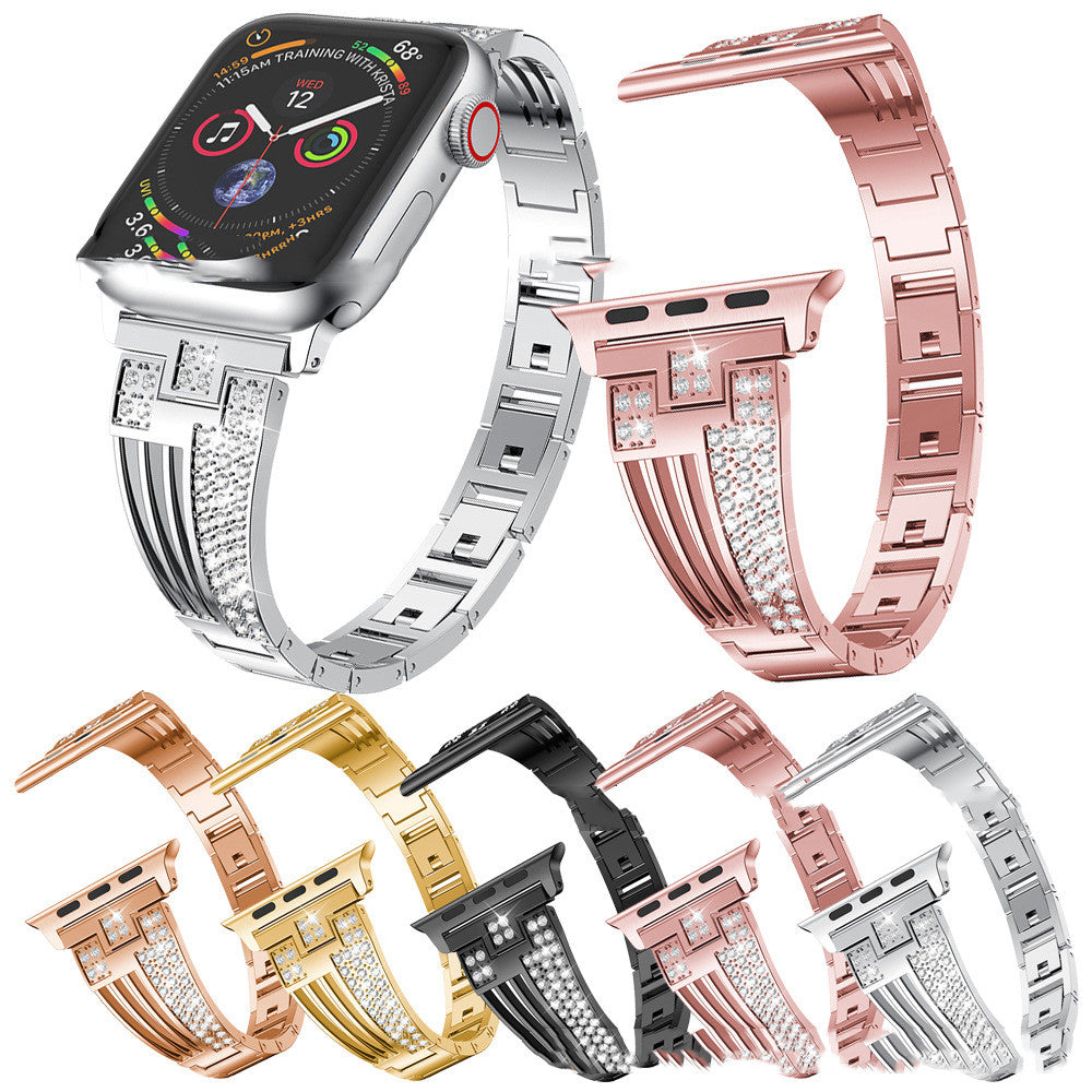 Stainless Steel Rhinestone Watch Band - Kaldas Online Shopping