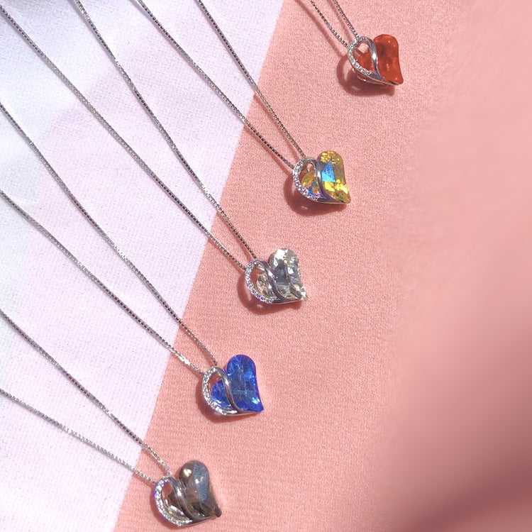 Sliver Heart Shaped Geometric Necklace - Kaldas Online Shopping