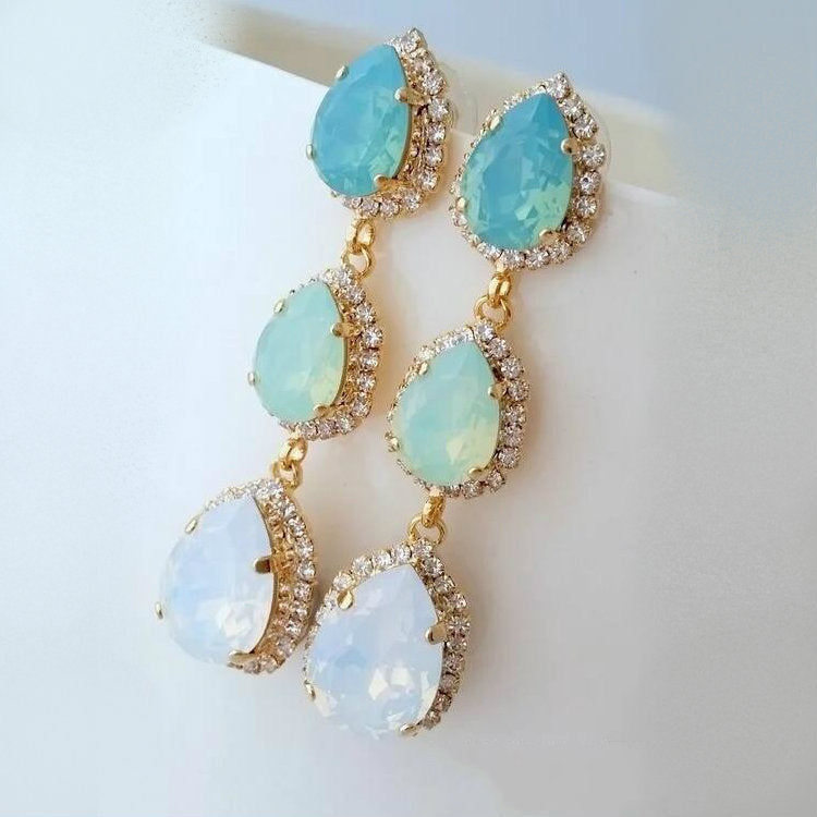 Green Long Earrings