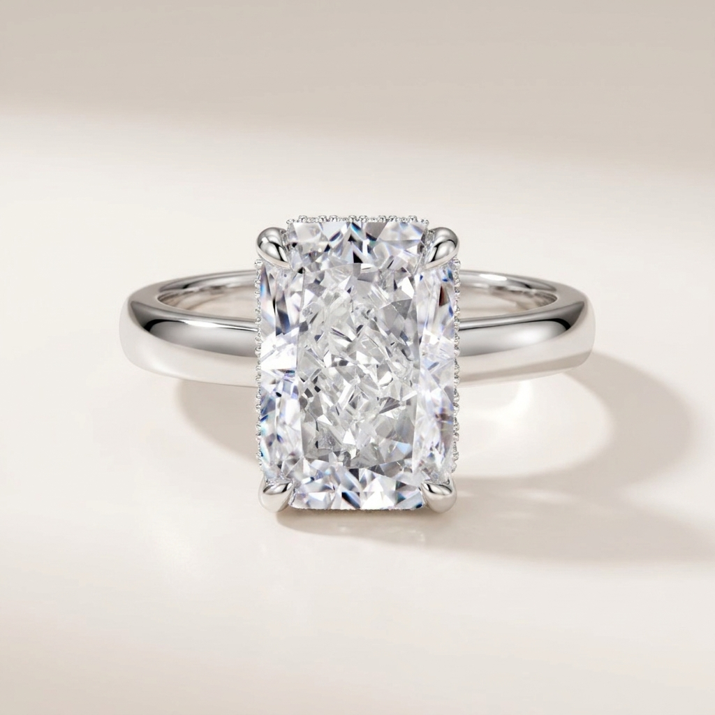 S925 Silver Rectangular Ice Flower Cut Zircon Ring - Kaldas Online Shopping