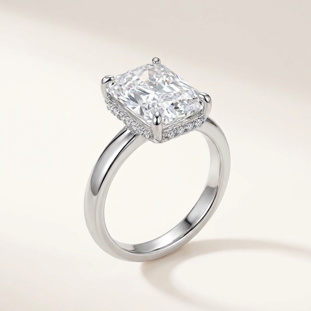 S925 Silver Rectangular Ice Flower Cut Zircon Ring - Kaldas Online Shopping
