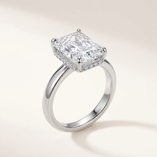 S925 Silver Rectangular Ice Flower Cut Zircon Ring - Kaldas Online Shopping